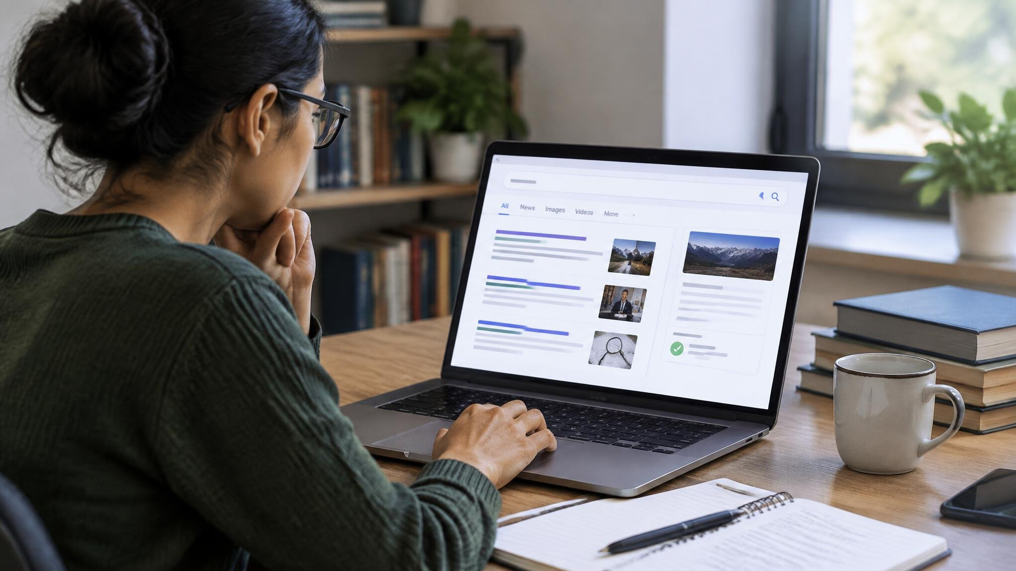 person using laptop for research